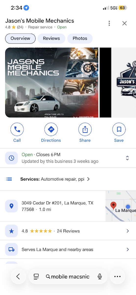 Jason's Mobile Mechanics work 4 — La Marque